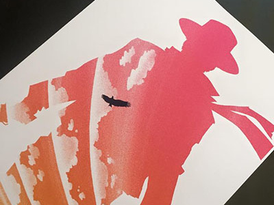 The Gunslinger 2 cloud dark gradient gunslinger hawk king screenprint stephen tower