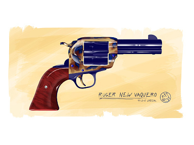 Vaquero gun illustration pistol revolver ruger