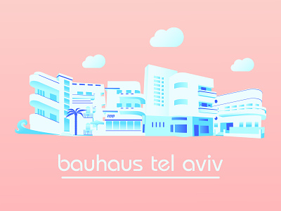 TelAviv Bauhaus style street 50s architecture building home illustraion street