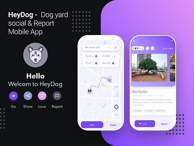Heydog - app app dog mobile mobile app navigation pets vector