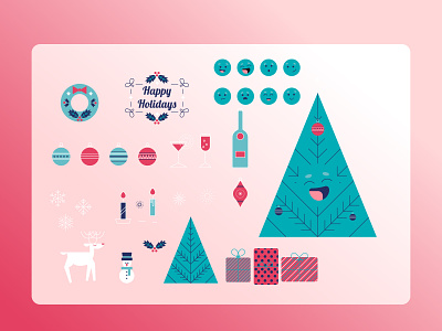 Holiday set illustrations christmas christmas tree holiday season illustration vector
