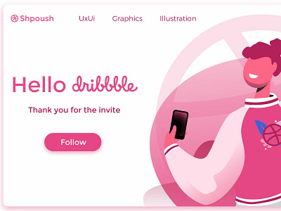 Hello Dribbble art design first shot flat hello hello drebbble illustration ui vector