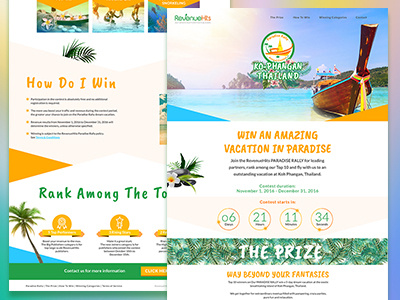 Rev Competition landing page marketing prize thailand tropic tropical vacation web design website win