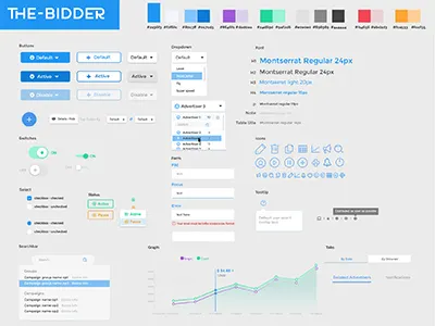 The Bidder Ui Kit buttons high tech interaction design interface platform style sheet styleguide ui ui kit