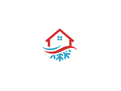 Heating & Cooling HVAC Company Logo Design illustration