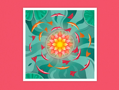 Lotus blossom art color colorful design digital fish flower graphic design illustration lotous perfect colors plants texture vector vector illustration water water lilies
