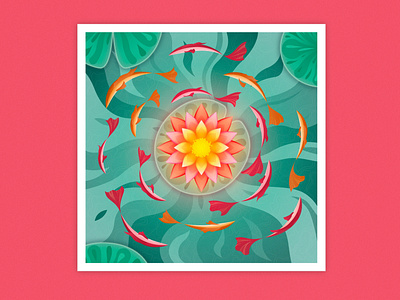 Lotus blossom art color colorful design digital fish flower graphic design illustration lotous perfect colors plants texture vector vector illustration water water lilies