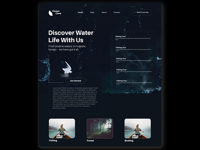 Ocean Cave Landing Page dark design figma homepage landingpage tour ui userinterface website