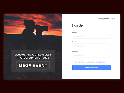 Sign Up ( Daily UI Challenge 1 )