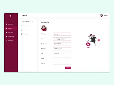 User Profile Form/Page ( Daily UI Challenge 6 ) application dailyui dailyui6 dailyuichallenge dailyuichallenge6 dashboard design figma product profile saas saasapp simple ui user userinterface userprofile