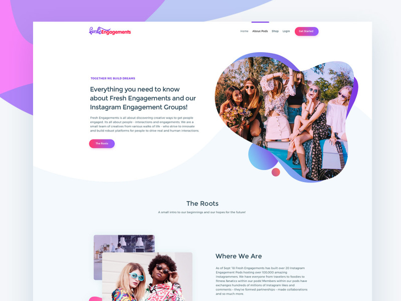 Website UI/UX for Instagram engagement group by Gagandeep Singh on Dribbble