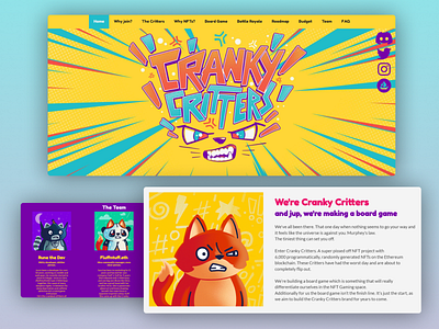 Cranky Critters NFT website branding design illustration landing page nft nft art nft site nft website nft website design ui ux