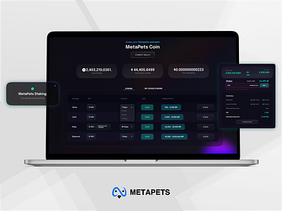 Staking Interface design for MetaPets Coin app design metapets metapets coin staking staking app staking app design staking crypto ui ux