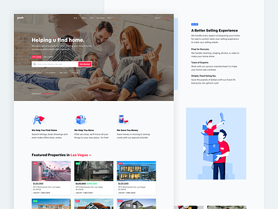 Push Real Estate -- Landing Page blue colfax desktop features hero house illustrations landing page real estate red significa