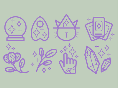 Witch icons branding highlights icon magical vector