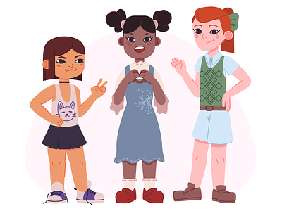 Girlfriends character character design female illustration teenage vector