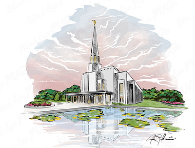 Preston England church design graphic design illustration lds temple vector