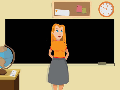 The teacher class globus illustration teacher woman