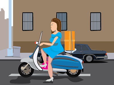 Motorcycle Woman car illustration motorcycle present street woman