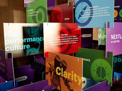 Event installation design-stacked cards branding graphic design