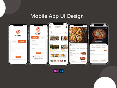 Food App UI Design branding design graphic design typography ui ux