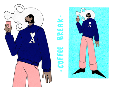Stylish guy whith coffee illustration app clothes coffee design guy illustration procreate style