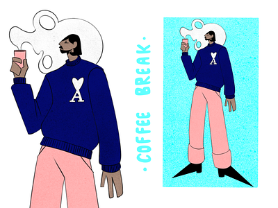 Stylish guy whith coffee illustration