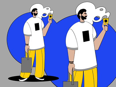 Bearded men whith coffee illustration app beard coffee design graphic design illustration men procreate