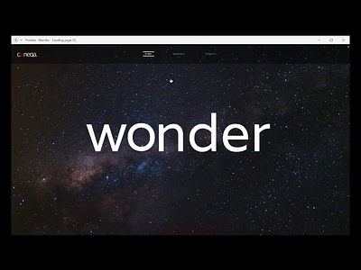"Wonder" Landing Page adobe xd animation ceneqa interactive landing page mp4 space ui ui design
