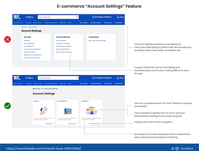 "Account Settings" feature of an E-commerce Platform e commerce product design settings uiux design
