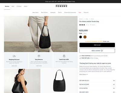 Product Page of E-commerce Website e commerce product design ui web design