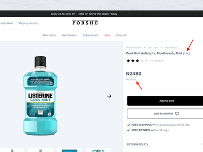 Product Page of E-commerce Website