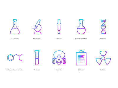 Lab icons design dna experiment flask gradient icon icons line microscope rounded symbol