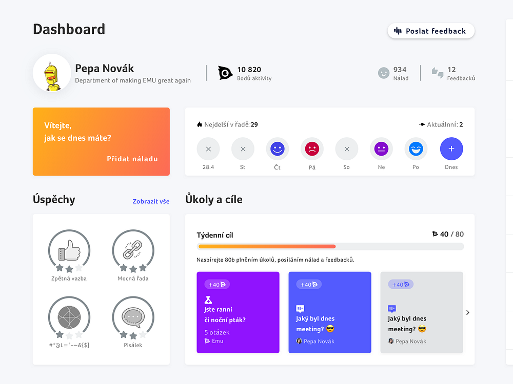 EMU User dashboard by Ondřej Pešička on Dribbble