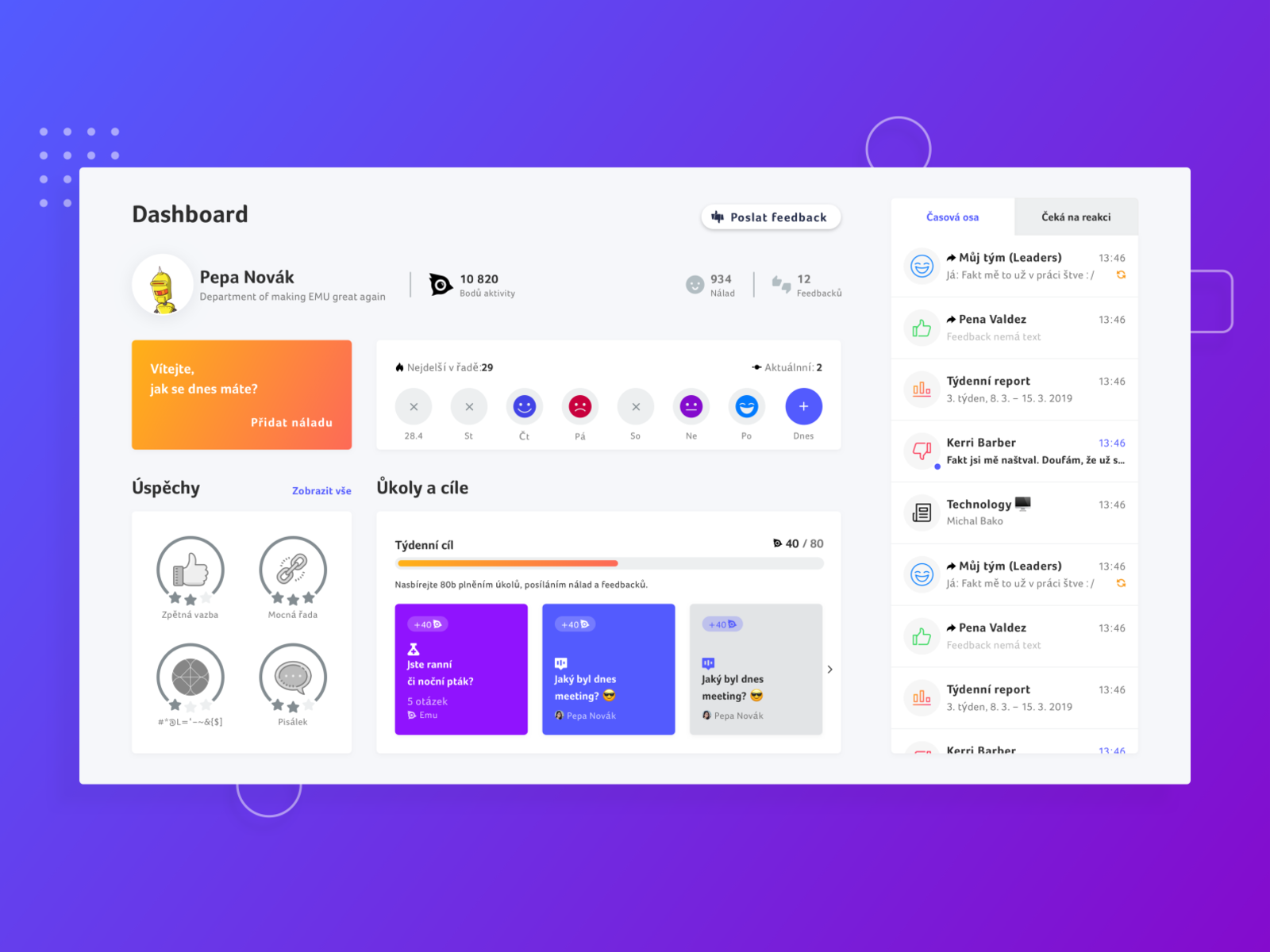 EMU User dashboard by Ondřej Pešička on Dribbble