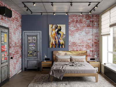 Bedroom for a young couple 3d 3d визуализация branding design illustration бар дом квартира спальня танхаус