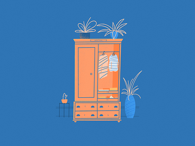 Cosy Cupboard blue colour cosy cozy design flat furniture grain heritage household illustration lines modern orange spring clean texture vector