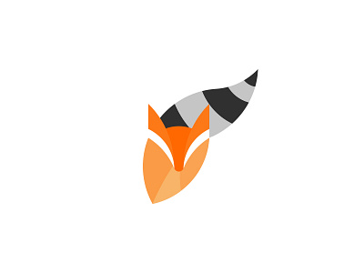 Raccoon Fox animal black white colour design flat fox identity logo design orange raccoon shape tail