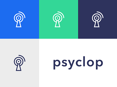 Psyclop - AI Communication Company ai artificial intelligence blue communication cyclops green internet logo mark modern technology wireless