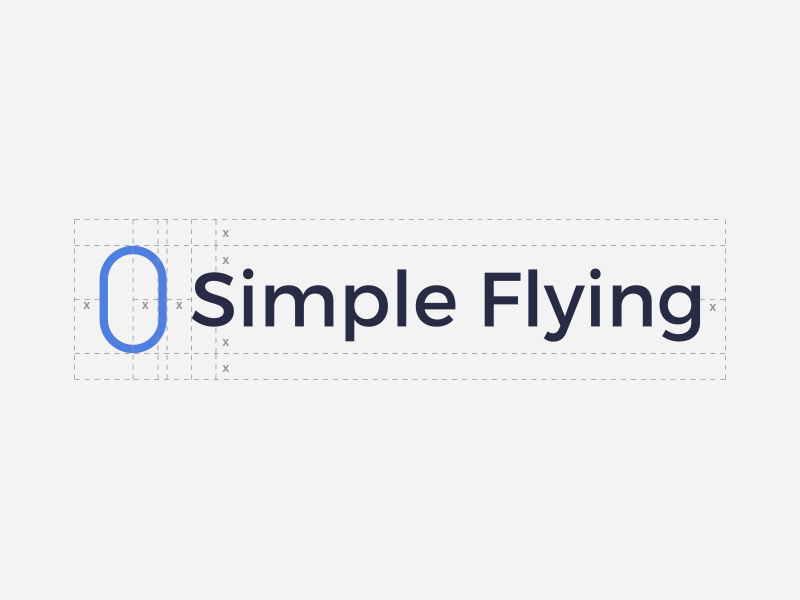 Simple Flying - Logo spacing aircraft planes aviation flying colour design identity branding brand spacing construction logo