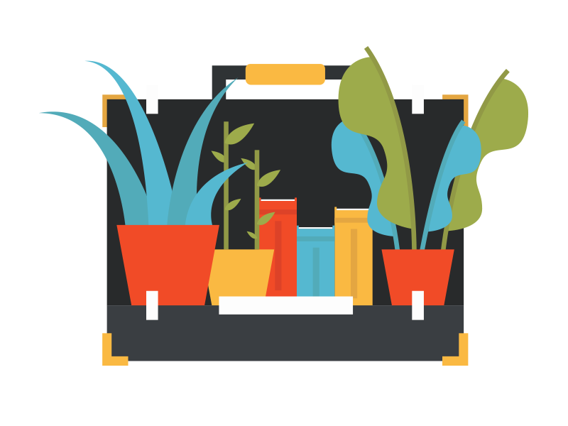 New Beginnings illustration digital blue red green foliage illustrator colour briefcase plants illustration