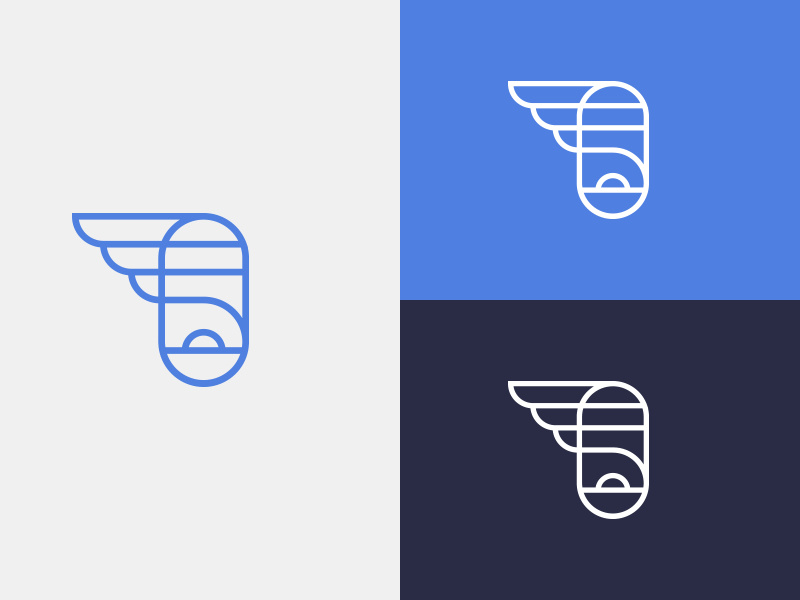 Simple Flying - Unused logo proposal stroke flat branding flight sunset window plane aviation flying identity design colour illustration blue