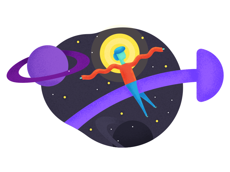 Health and Wellness Client - Spot Illustration brand guidelines stars nebular cosmic space exploration enhance planet texture grain wellness health mushroom clean space design colour branding identity illustration