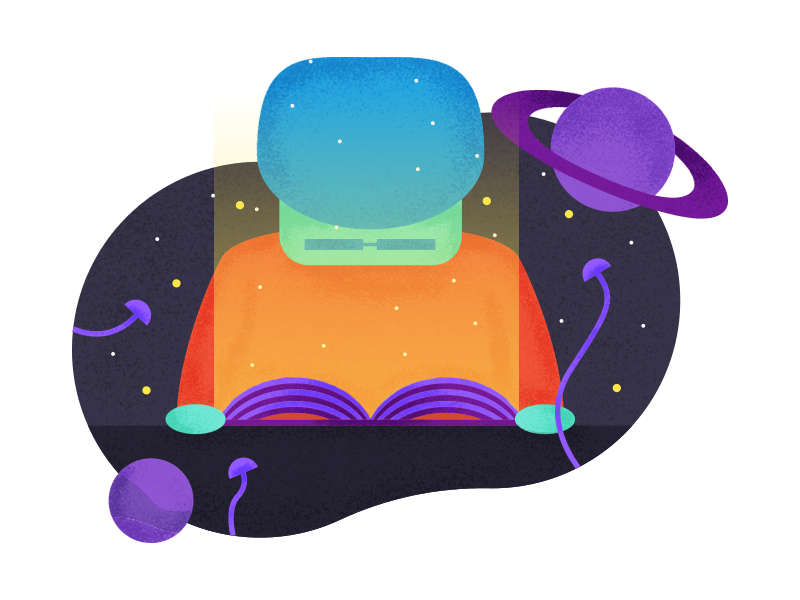 Health and Wellness Client - Spot Illustration colour design round identity branding shading texture learning learn book reading space illustration