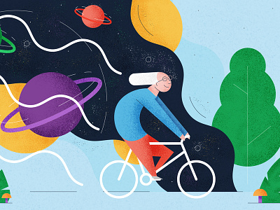 Bicycle Day - Illustration colours cycling grain happy illustration space texture vector