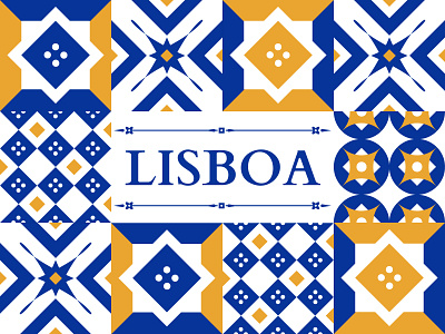 The Move to Lisbon - Illustration blue ceramic colour dribbble gold illustration lisboa lisbon pattern portugal shapes tiles travel vector
