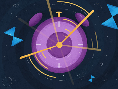 Health and Wellness - Timeline article clock color cosmic flat grain illustration purple space stars stopwatch texture time