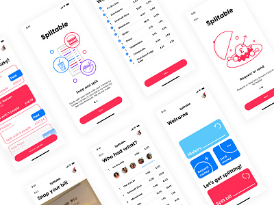 Bill Splitting - Concept App app bills food illustration screens ui