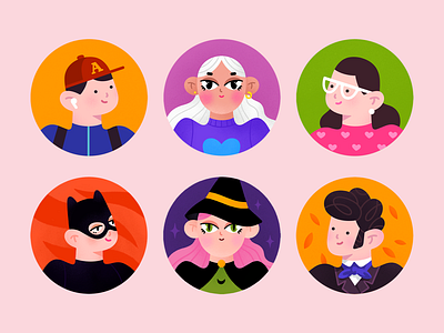 Heroes Collection achievement app application avatar badge character design flat game illustration logo procreate texture trend
