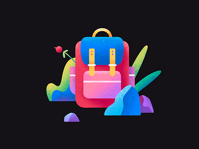 Backpack camping illustration procreate texture walker